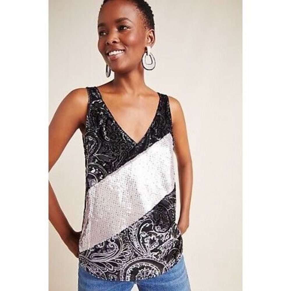 Anthropologie Tiny Cassandra Sequined Velvet Tank Size S. B-8